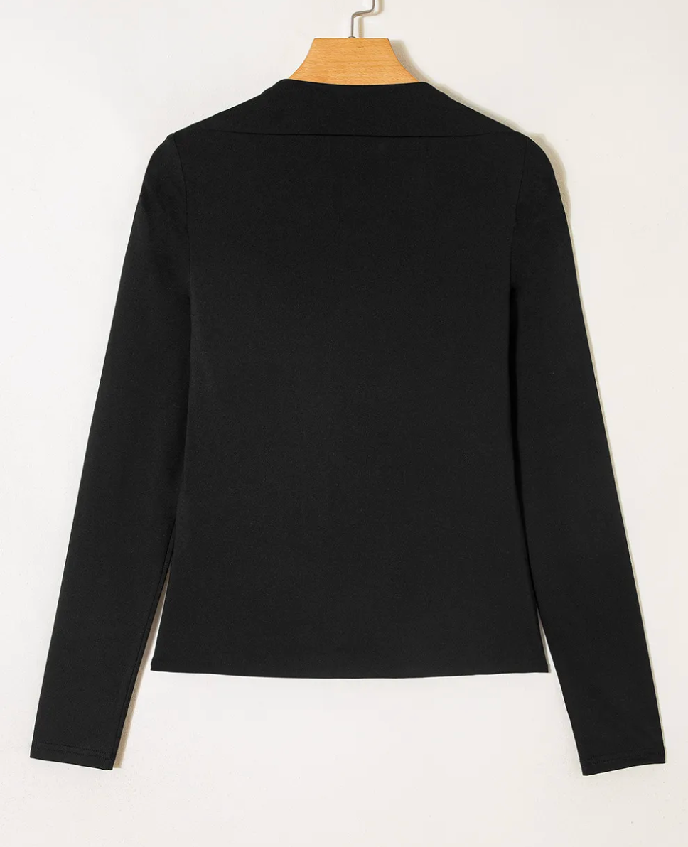 Black Boat Neck Long Sleeve Top RTS