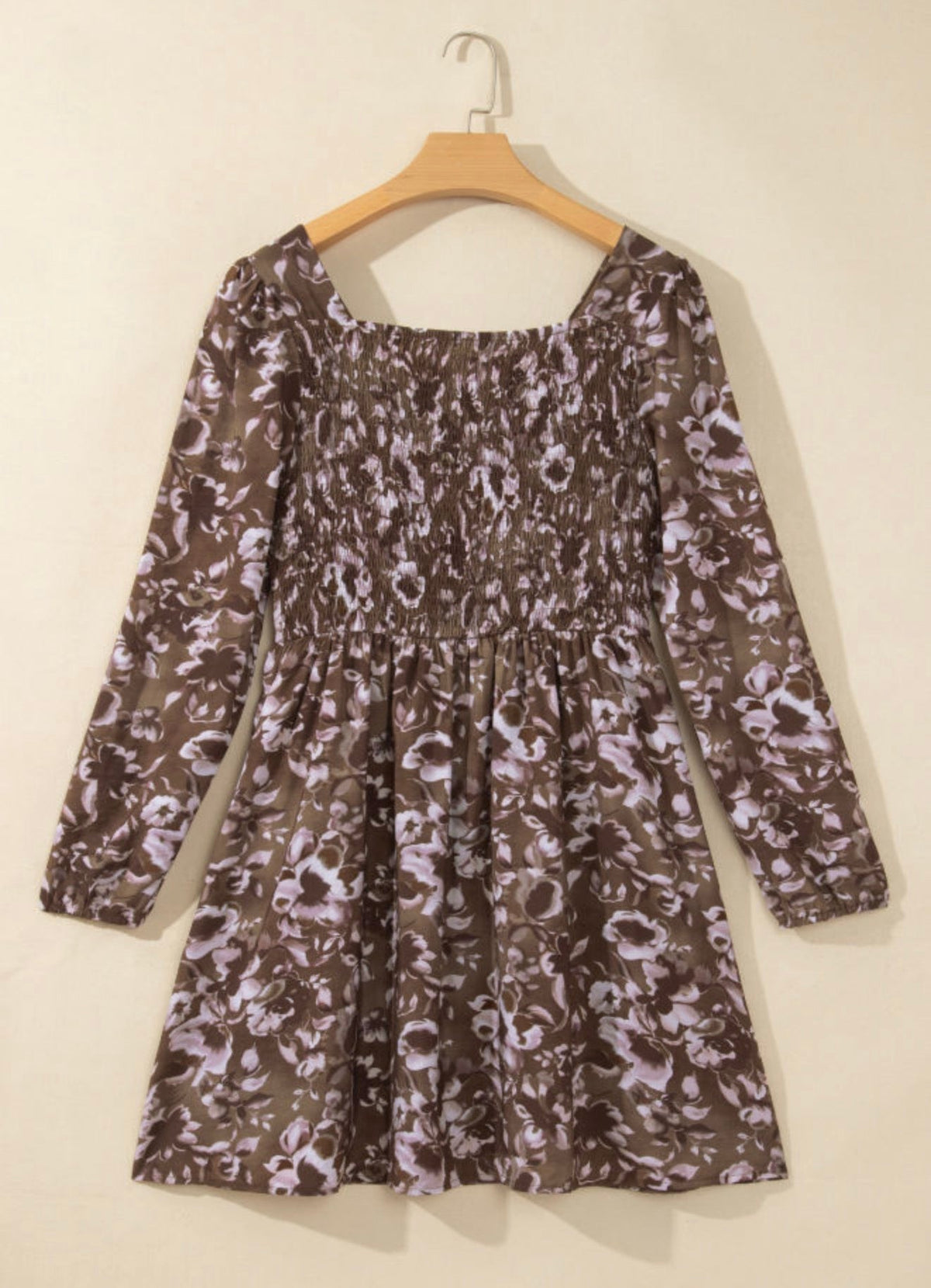 Brown Abstract Floral Dress