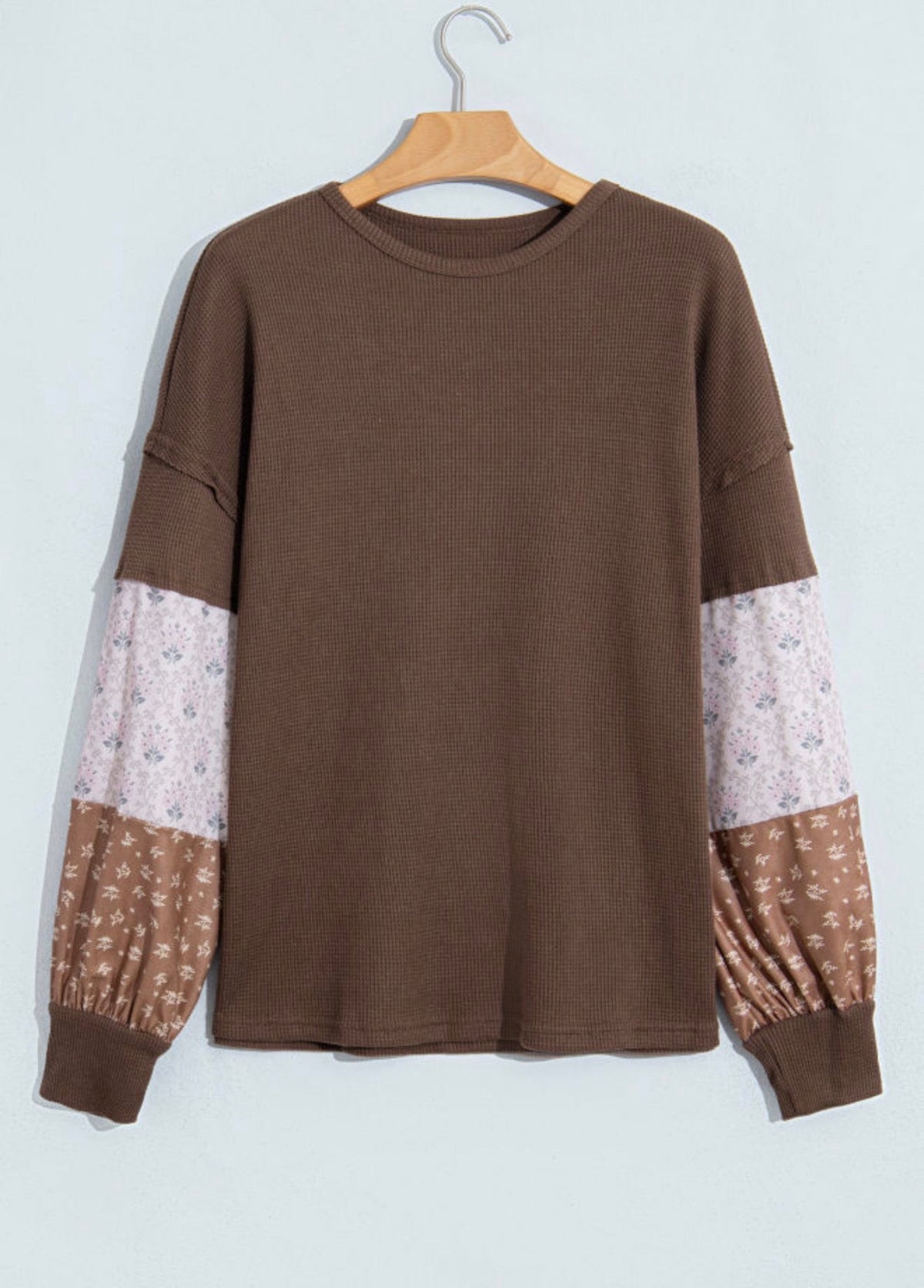 Waffle Knit Patchwork Top