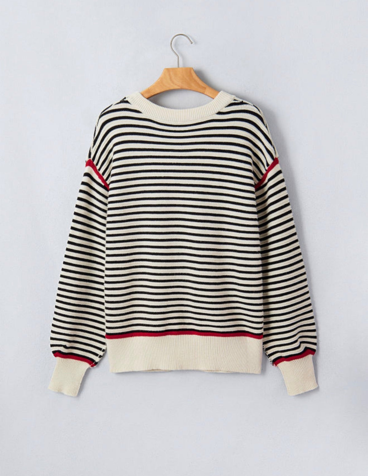Black Stripe Ribbed Sweater