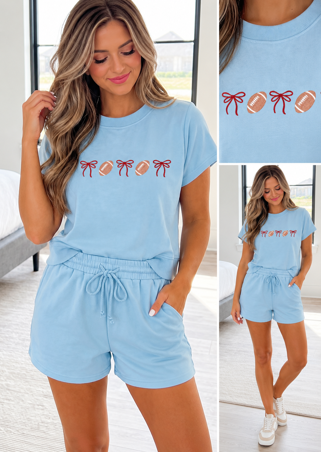 Blue Embroidered Football Set RTS