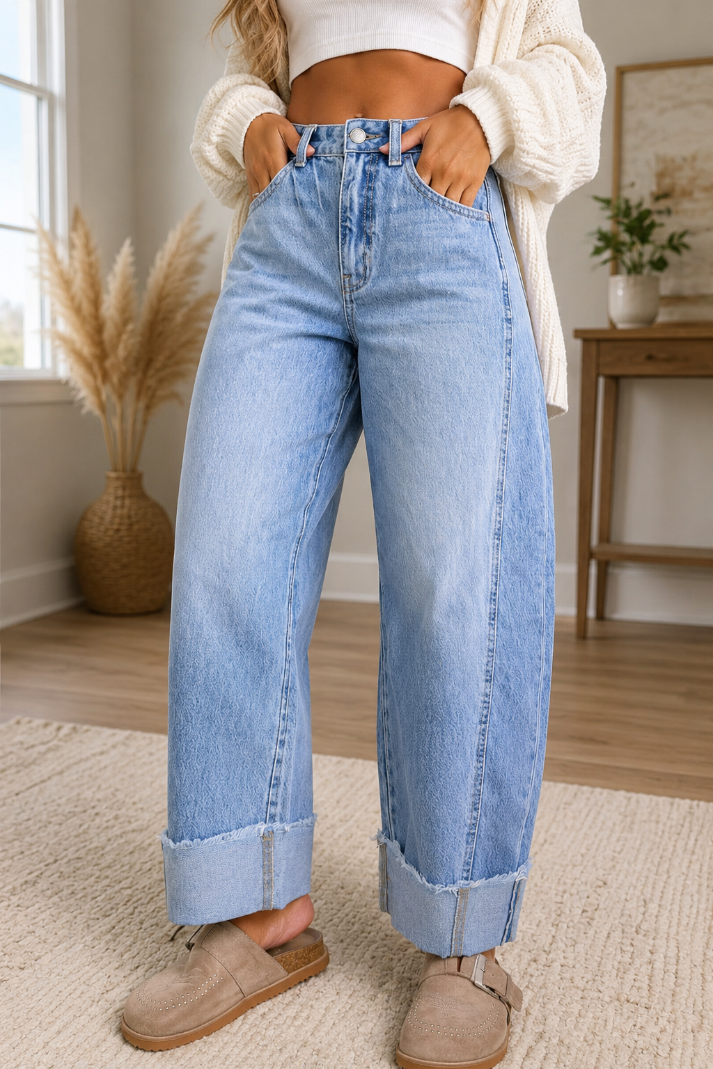 Raw-Hem Ankle Length Jeans