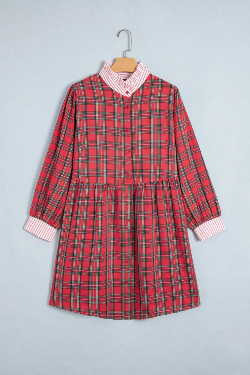 Plaid Striped Shift Plus Dress